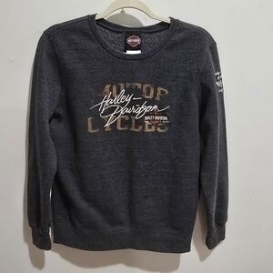 Harley-Davidson Charcoal Crewneck Sweater, Sz L, Pre-owned In Good Condition